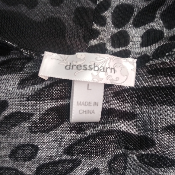 Dressbarn Ruffled Animal Print Cardigan Black Larg - Picture 7 of 7